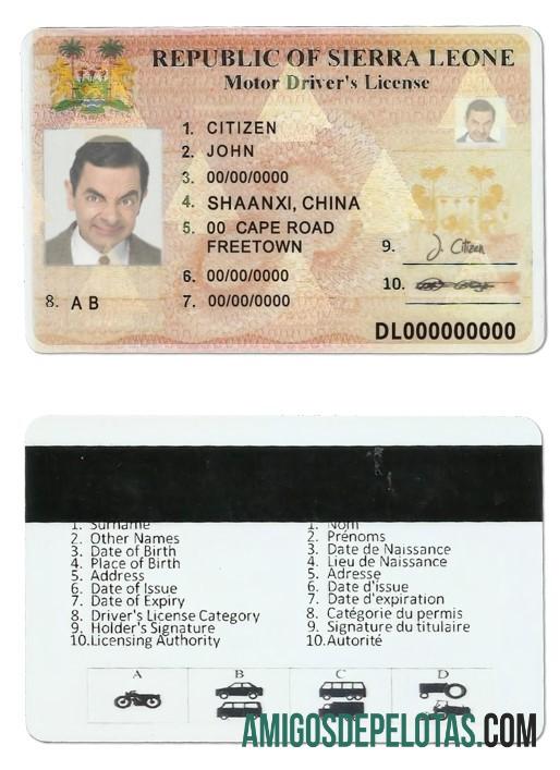 Carteira de motorista de Serra Leoa baixar para verificação